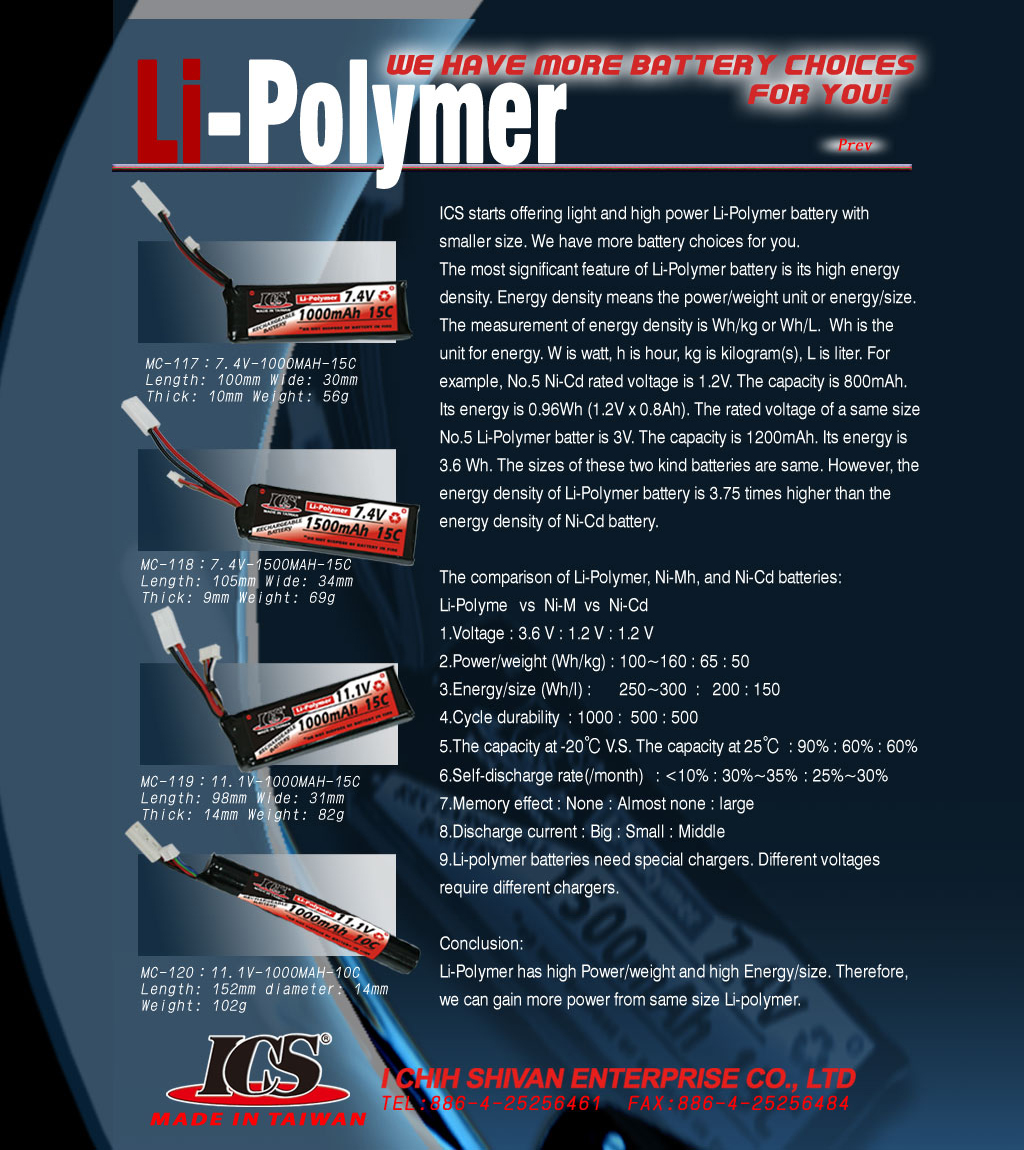 ICS Li-Poly batteries